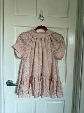 Opening Ceremony Light Pink Short Sleeve Ruffled Blouse